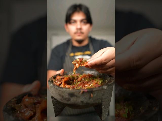 Salsa made using a molcajete! #molcajete #salsa