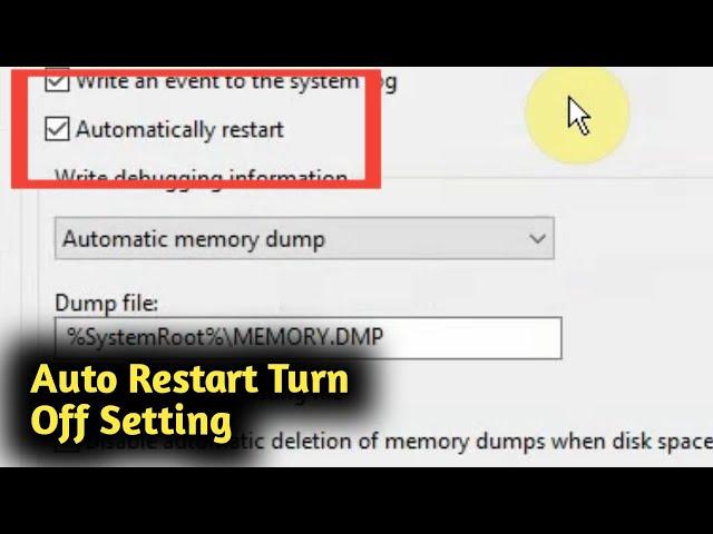 Windows 10 Auto Restart Turn Off Setting