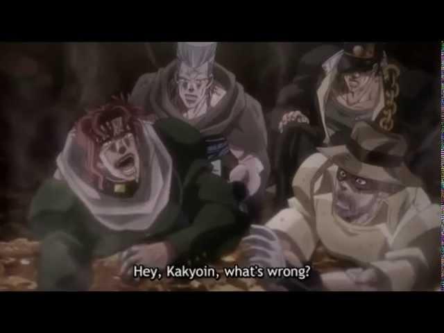 Kakyoin,Polnareff and Jotaro laughing.