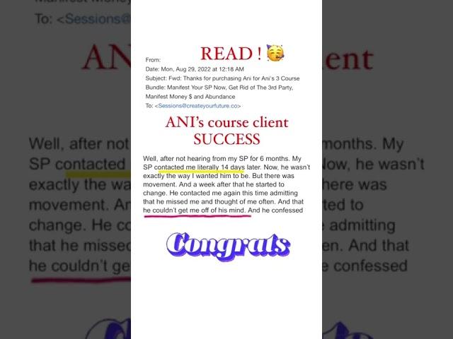 ANI’s course SUCCESS!  #manifesting #manifest #specificperson