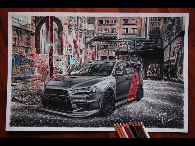 MITSUBISHI EVO 10 DRAWING (Detailed REALISTIC JDM Car Drawing | Orhan Özvatan)