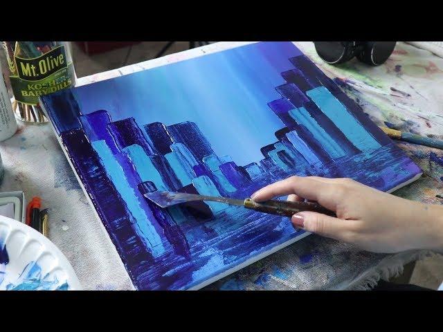 ASMR | Palette Knife Painting (no talking)