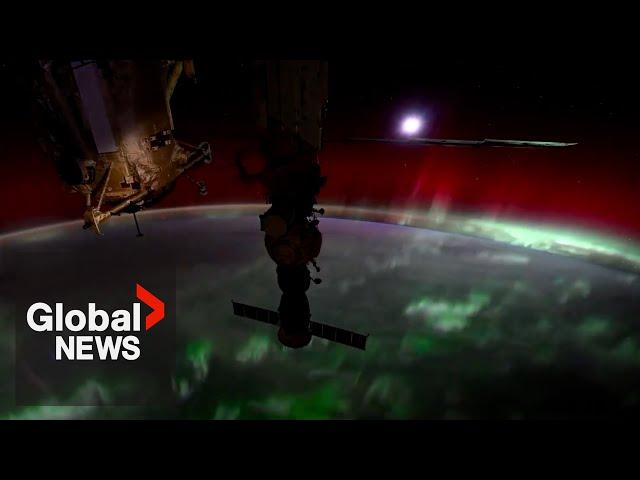 Stunning aurora borealis timelapse from space