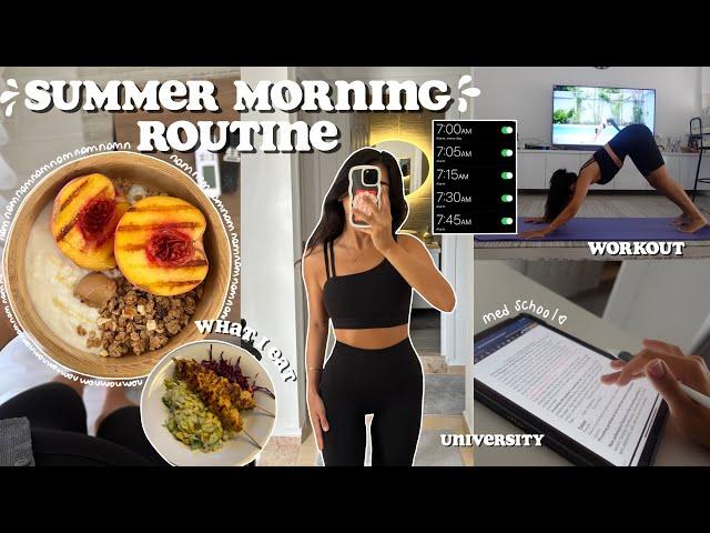 Summer Morning Routine 2024  what I eat in a day, working out, first week of university, lectures +