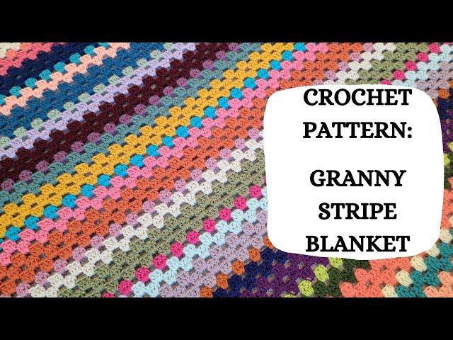 Crochet Pattern: Granny Stripe Blanket | Tutorial, DIY, Beginner Crochet, Easy Crochet Afghan,Cute 