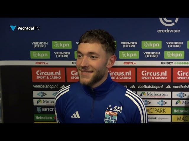 Damian van der Haar na de 3-1 overwinning van PEC Zwolle op  Fortuna Sittard