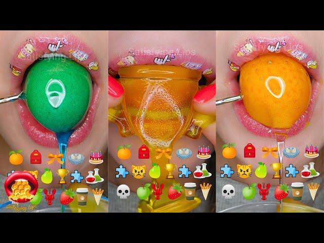 Emoji Food Challenge Satisfying ASMR Eating Fondant Honey Jelly 먹방