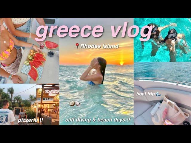 GREECE TRAVEL VLOG  cliff diving, boat trip, beach days & pizza!