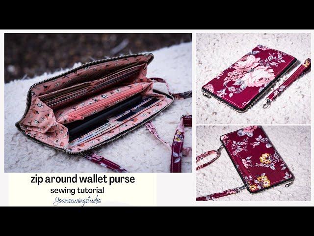 zip around wallet purse / wristlet - sewing tutorial - diy zip around fabric wallet - free pattern
