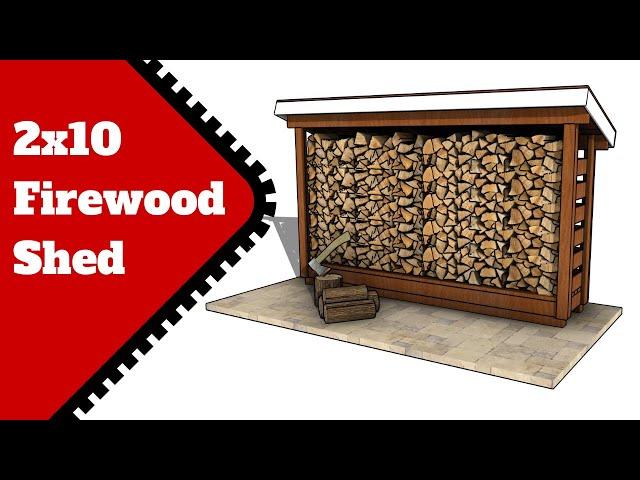 2x10 Firewood Shed Plans  - 3/4 Cords Storage