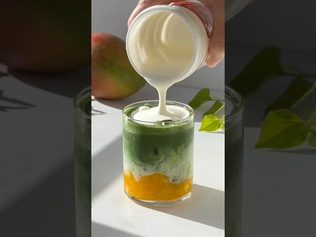 making a mango matcha latte  #matcha #mango #homecafe #coffee #baking #drinks #latte #cafe