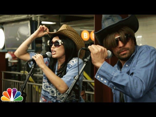 Miley Cyrus Busks in NYC Subway in Disguise