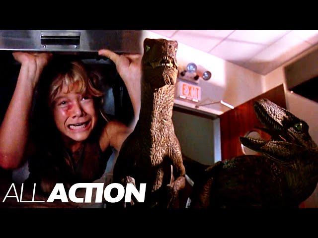 Raptors in the Kitchen (Iconic Scene) | Jurassic Park (1993) | All Action