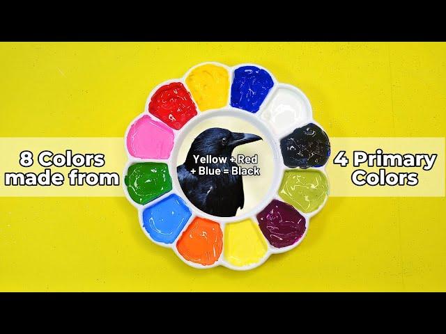 Color mixing Satisfying video | 8 Colors Made from 4 Primary Colors | Acrylic Color Mixing Tutorial