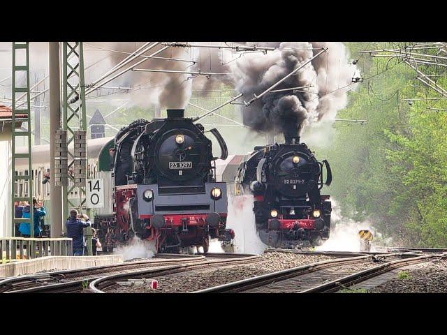 Steam Train Track Race Up a Hill | Two Steam Locomotives on the Tharandt Incline