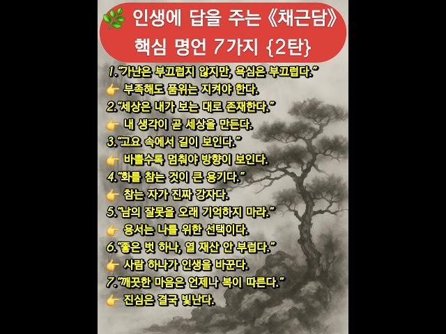 #채근담 #동양명언 #인생명언 #지혜로운삶 #고전에서배우다 #채근담명언 #마음공부