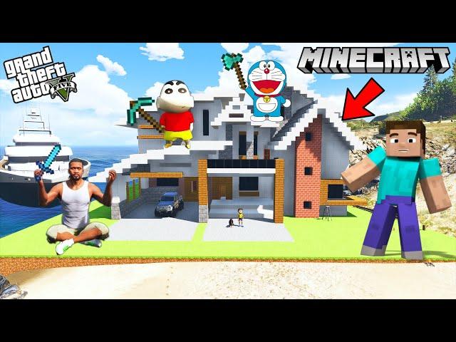 Shinchan Franklin and Steve Build Minecraft Modern House in GTA 5