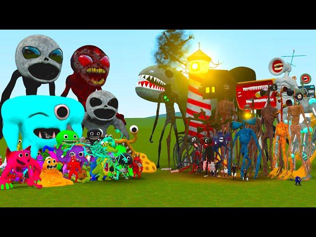 ALL GARTEN OF BANBAN 1-4 FAMILY VS ALL MONSTERS & TREVOR HENDERSON CREATURES In Garry's Mod!