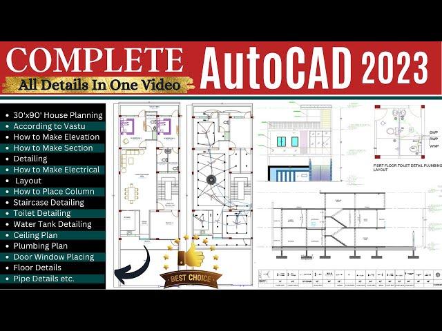 Complete AutoCAD Tutorial in 5 Hours | 🟢LIVE Project working