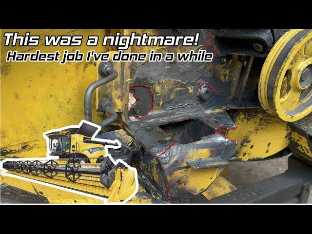 Rebuilding gearbox mount on New Holland CR980 30ft combine header