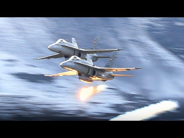 Best of AXALP 2023: F/A-18 Hornet Gun Firing Training, Sneak Pass, Patrouille Suisse, Pilatus PC-21!