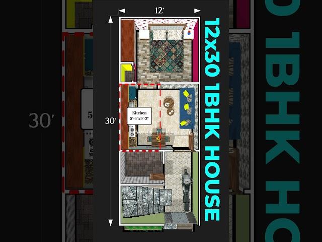 12x30 House Plan  #home #ytshorts #houseplan #housedesign #floorplan #3dhomeplan