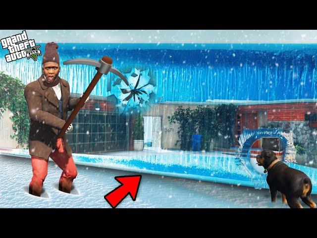 Franklin Breaks Ice To Save His Buried House In Gta 5!