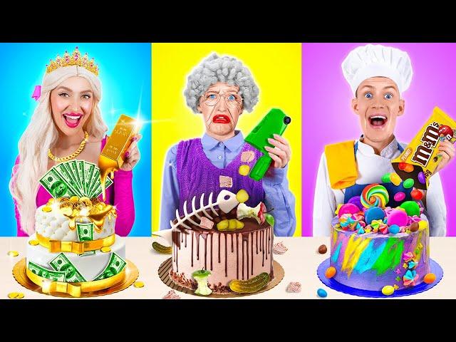 RICH VS BROKE CAKE DECORATING CHALLENGE || Food Hacks by 123 GO! GLOBAL