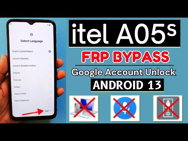 itel A05s Frp Bypass Android 13 Without PC | itel (A663LC) Frp Unlock | Google Account Remove