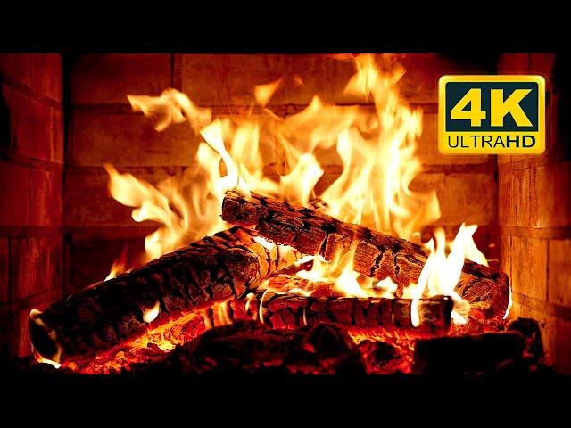  Cozy Fireplace 4K (12 HOURS). Fireplace with Crackling Fire Sounds. Crackling Fireplace 4K