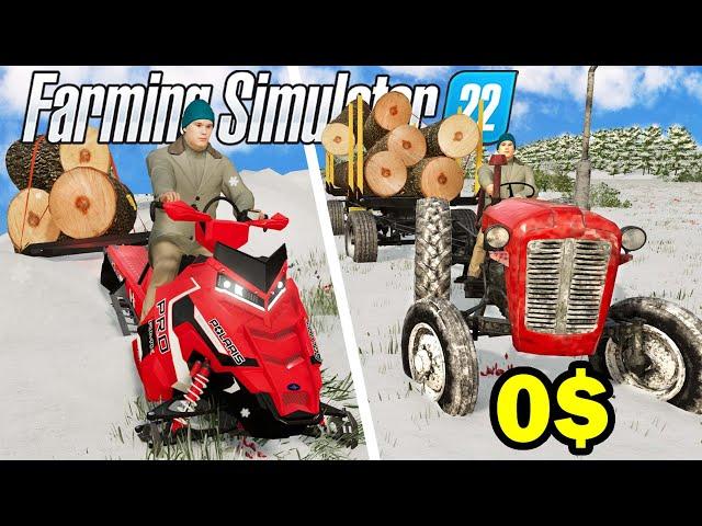 Start with $0 in winter on No Man's Land - Farming Simulator 22 