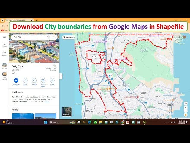 Google maps How to download the city boundaries in Shapefile