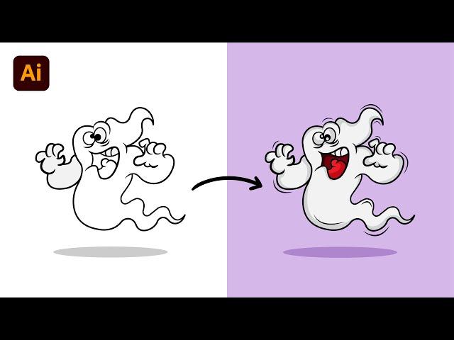 Adobe Illustrator Tutorial - Create a Cute Ghost Character from Sketch | Hiru Designs