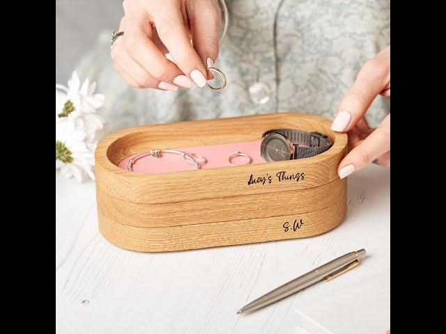 Personalised Oak Jewellery and Make Up Storage Tray