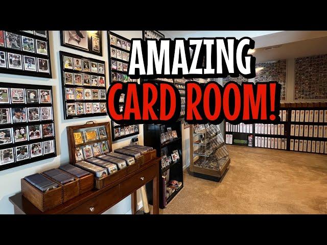 An absolutely MUST-SEE card room! Insane baseball card room! Huge Red Sox & Yaz card collection.