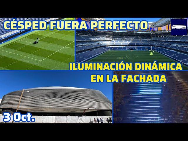 3 Oct. Iluminación dinámica en la fachada. Césped fuera en perfecto estado