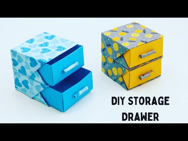 DIY MINI PAPER  DRAWERS / PAPER CRAFT/ SMALL ORIGAMI STORAGE BOX DIY / DESK ORGANIZER DRAWER