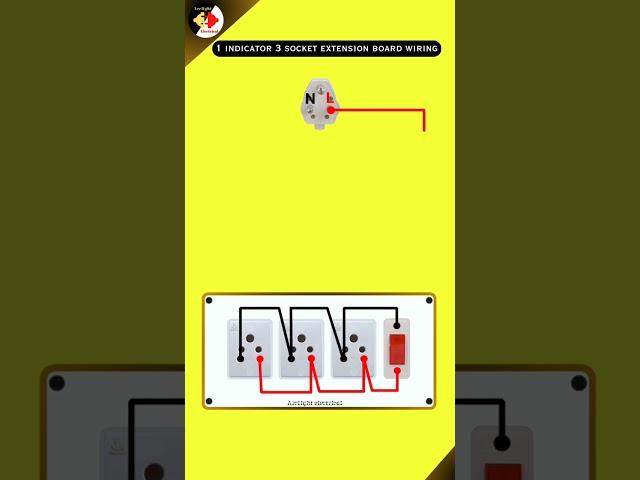 Extension Board Wiring without Switch | 1 Indicator 3 Socket Connection #shorts #youtubeshorts