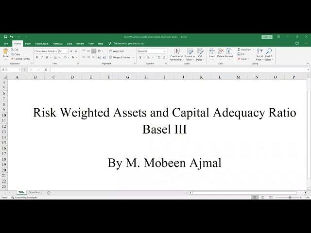 How to Calculate Risk-Weighted Assets RWA and Tier 1 Capital Ratio - A Practical Guide using Excel