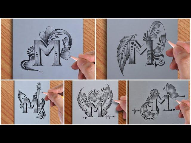 5 best tattoo drawing letter of M designs || simple and unique art video of M letter tattoo || osm