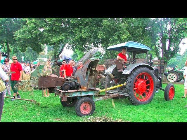 Holz häckseln mit dem Lanz Bulldog - Start, run and wood cutting with historic tractor