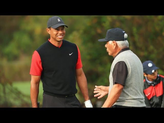 Tiger Woods and Lee Trevino have amazing conversation on the range