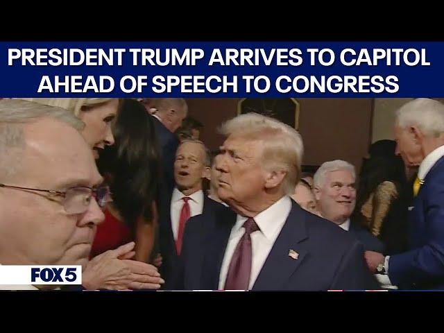 President Donald Trump arrives at US Capitol ahead of speech to joint session of Congress