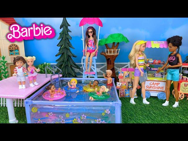 Barbie Doll Toddlers First Day at Summer Camp Routine