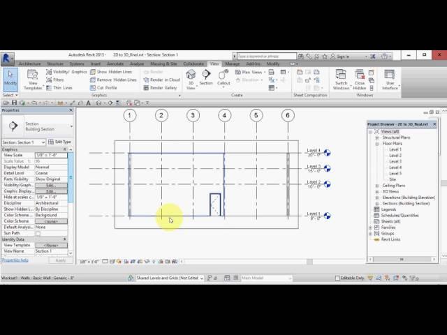 How to Convert 3D grid to 2D in revit