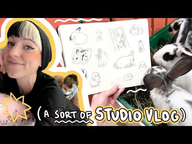 STUDIO VLOG  sketching rabbits, birds and talking tattoos! | freelance illustrator daily life