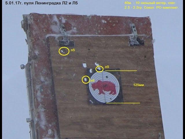 Отстрел пули ЛЕНИНГРАДКА Л2 и Л5, дистанция 40м. в пургу!