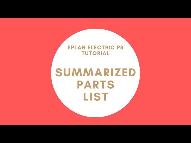 EPLAN Summarized Parts List | Generate report, Total prices