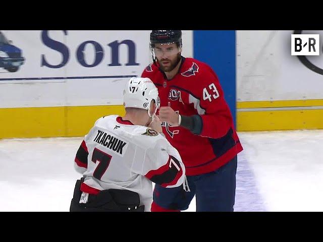 Brady Tkachuk and Tom Wilson Drop the Gloves 