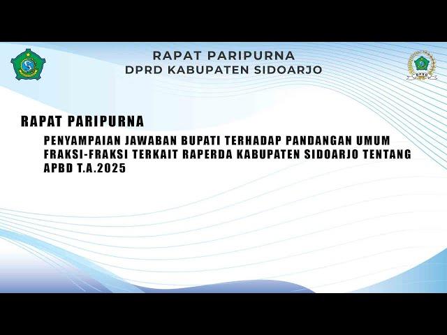  LIVE - Rapat Paripurna DPRD Sidoarjo 23 Oktober 2024